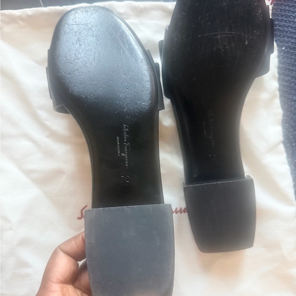 Salvatore Ferragamo Black Sandals with Gold Buckle - Picture 3 of 7